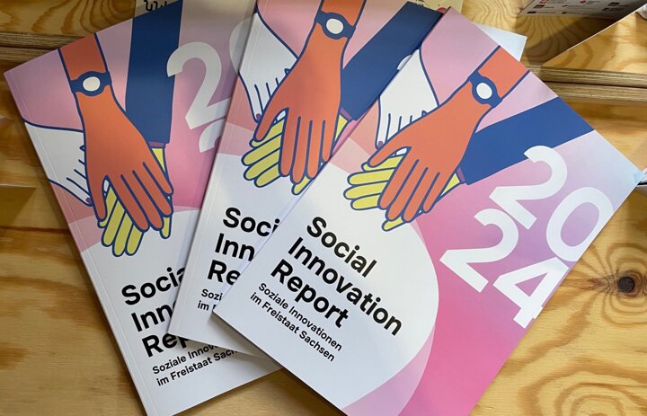 Drei Hefte sind zu sehen auf denen steht Social Innovation Report 2024. - Link: Nicht verpassen - der Social Innovation Report 2024 ist erschienen
