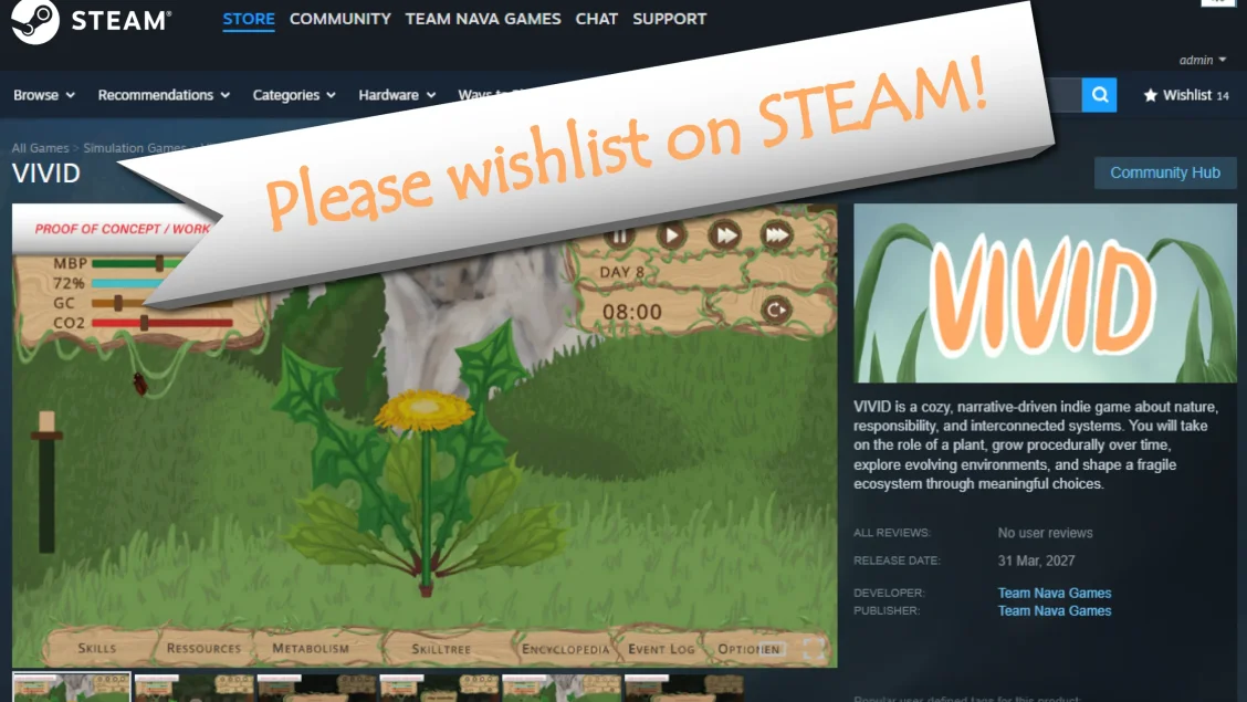 Unser nächster Meilenstein: VIVID ist endlich offiziell auf Steam vertreten!